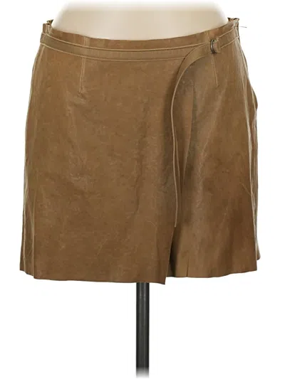 Helmut Lang Leather Skirt In Brown