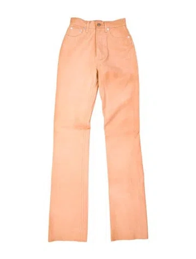 Pre-owned Helmut Lang Leather Straight Leg Pants In Orange