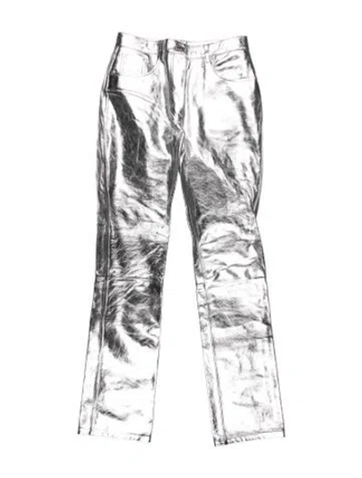 Pre-owned Helmut Lang Leather Straight Leg Pants In Silver