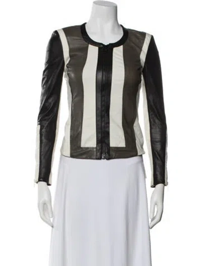 Pre-owned Helmut Lang Leather Striped Evening Jacket In Black