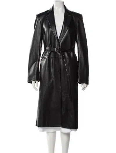 Pre-owned Helmut Lang Leather Trench Coat In Black