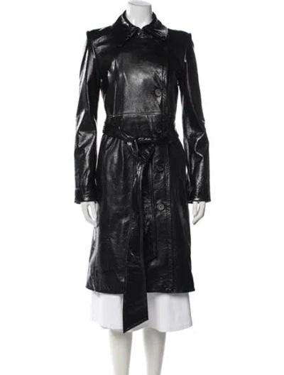 Pre-owned Helmut Lang Leather Trench Coat In Black