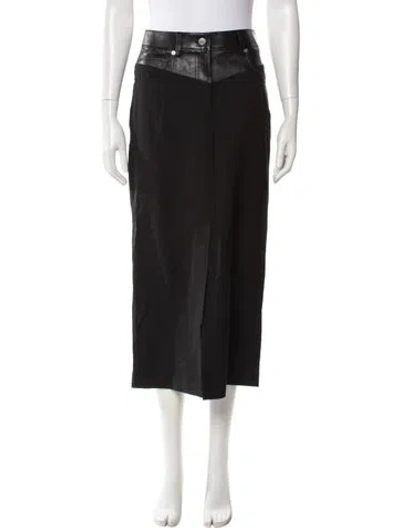 Pre-owned Helmut Lang Leather Trim Embellishment Midi Length Skirt In Black