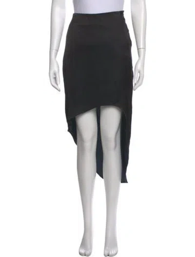 Pre-owned Helmut Lang Leather Trim Embellishment Midi Length Skirt In Black