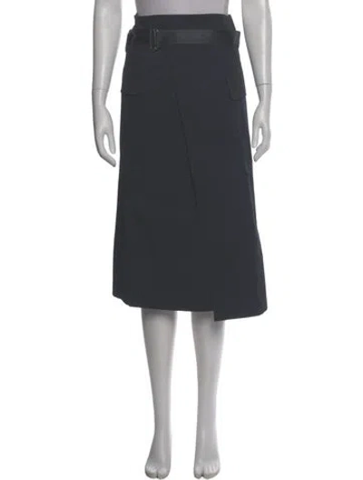 Pre-owned Helmut Lang Leather Trim Embellishment Midi Length Skirt In Gray