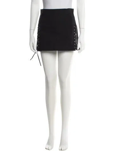 Pre-owned Helmut Lang Leather Trim Embellishment Mini Skirt In Black