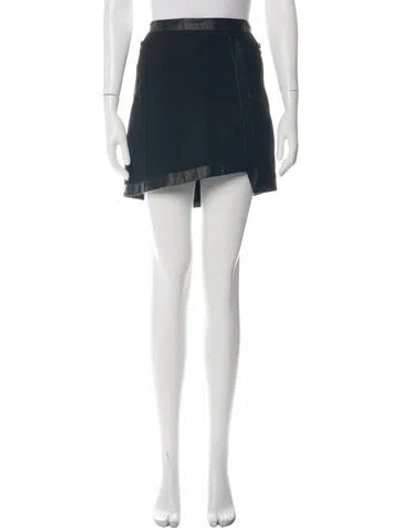 Pre-owned Helmut Lang Leather Trim Embellishment Mini Skirt In Black