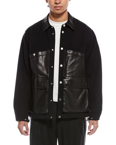 Helmut Lang Leather-trim Hunting Coat In Black