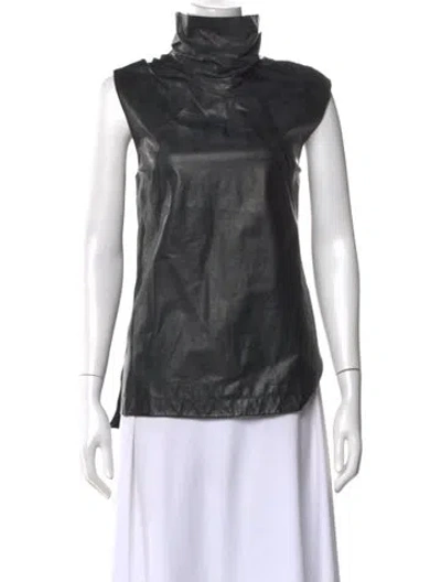 Pre-owned Helmut Lang Leather Turtleneck Top In Black