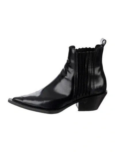 Pre-owned Helmut Lang Leather Western Boots In Black
