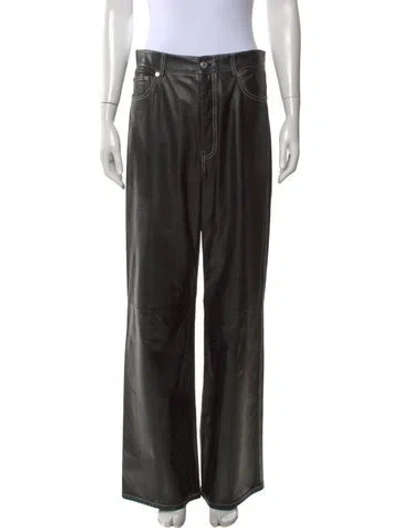 Pre-owned Helmut Lang Leather Wide Leg Pants In Black