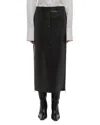 Helmut Lang Leather Zip Midi Skirt In Black