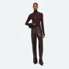 Helmut Lang Leather Side Zipper Pants In Brown