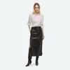 Helmut Lang Side Zip Leather Midi Skirt In Black