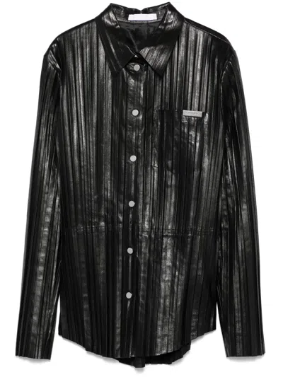 HELMUT LANG PLEATED LEATHER SHIRT - WOMEN'S - SHEEP SKIN/SHEARLING/VISCOSE