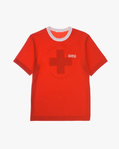 Pre-owned Helmut Lang Lifeguard Tee In Firey Red / Large In Red/white