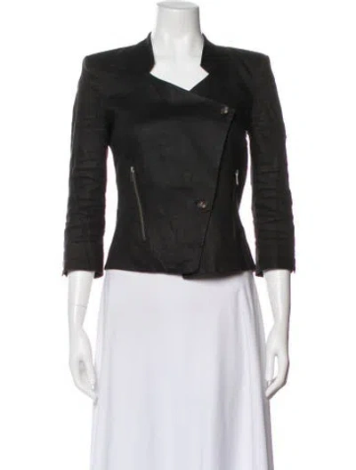 Pre-owned Helmut Lang Linen Biker Jacket In Black