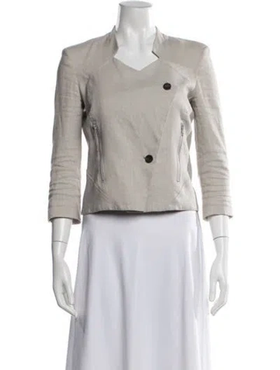 Pre-owned Helmut Lang Linen Biker Jacket In Gray