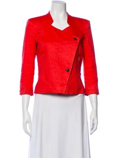 Pre-owned Helmut Lang Linen Biker Jacket In Red