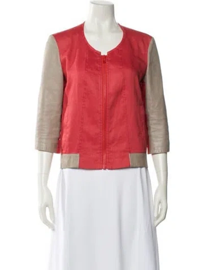 Pre-owned Helmut Lang Linen Colorblock Pattern Jacket In Red