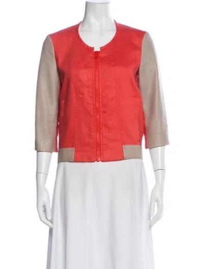 Pre-owned Helmut Lang Linen Colorblock Pattern Jacket In Red