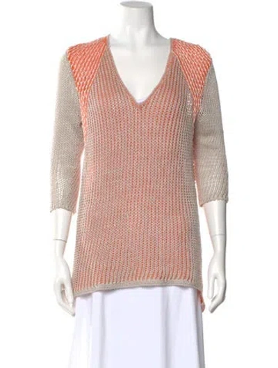 Pre-owned Helmut Lang Linen Colorblock Pattern Sweater In Orange
