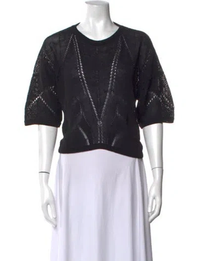 Pre-owned Helmut Lang Linen Crew Neck Top In Black