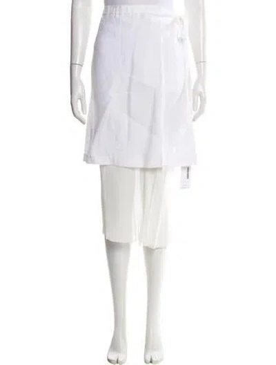 Pre-owned Helmut Lang Linen Midi Length Skirt In White