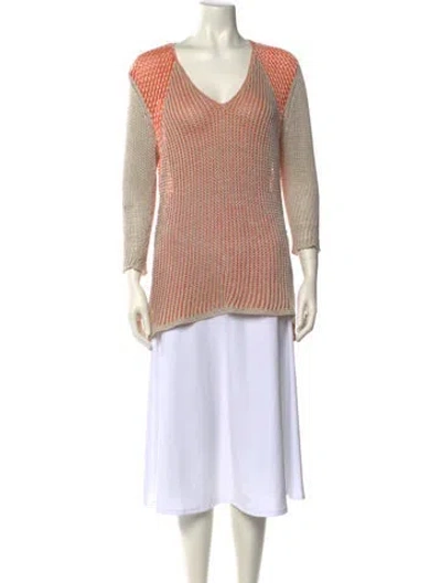 Pre-owned Helmut Lang Linen Printed Tunic In Orange