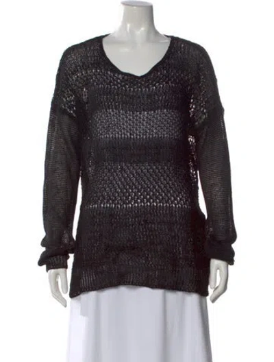 Pre-owned Helmut Lang Linen Scoop Neck Sweater In Black