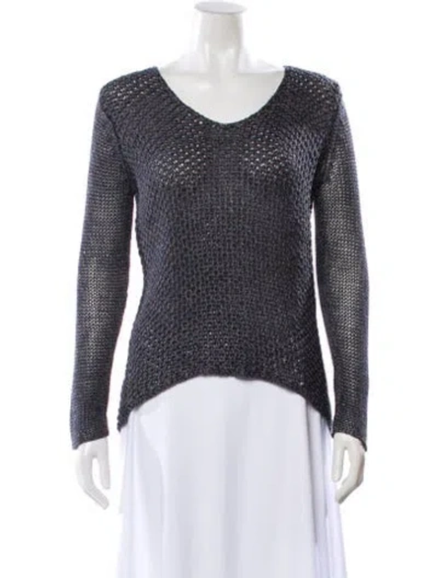 Pre-owned Helmut Lang Linen Scoop Neck Sweater In Blue