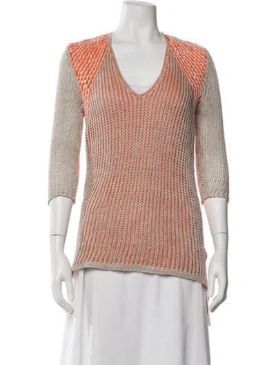 Pre-owned Helmut Lang Linen Scoop Neck Sweater In Neutrals