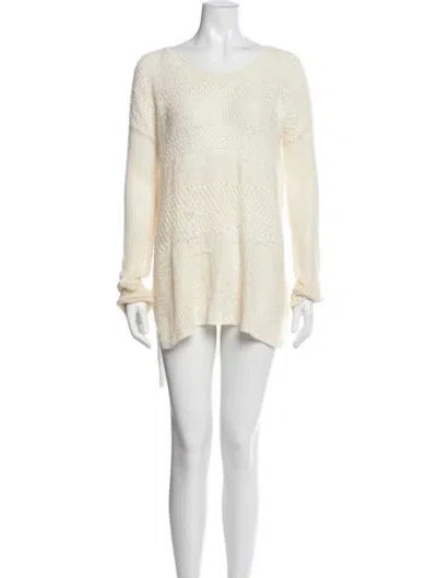 Pre-owned Helmut Lang Linen Scoop Neck Sweater In White