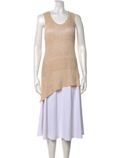 Pre-owned Helmut Lang Linen Scoop Neck Top In Neutral