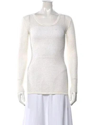 Pre-owned Helmut Lang Linen Scoop Neck Top In White