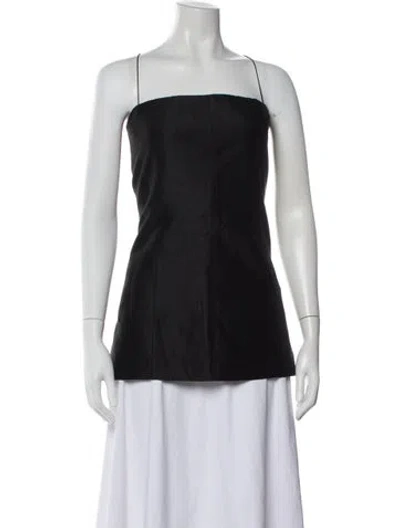 Pre-owned Helmut Lang Linen Square Neckline Top In Black