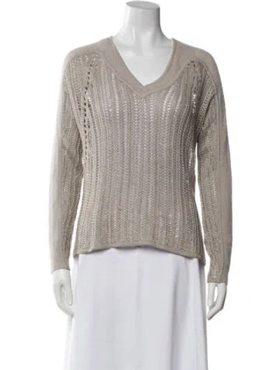 Pre-owned Helmut Lang Linen V-neck Sweater In Grey