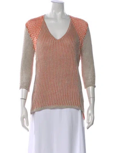Pre-owned Helmut Lang Linen V-neck Sweater In Orange
