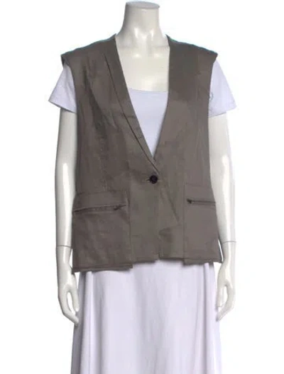 Pre-owned Helmut Lang Linen V-neck Top In Gray
