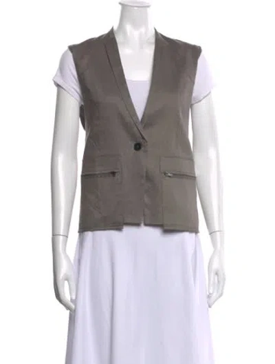 Pre-owned Helmut Lang Linen V-neck Top In Grey