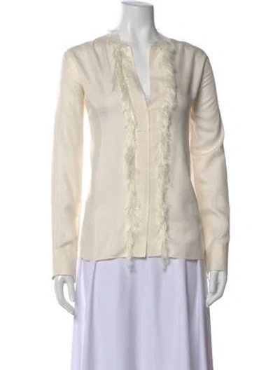 Pre-owned Helmut Lang Linen V-neck Top In Neutral