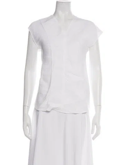 Pre-owned Helmut Lang Linen V-neck Top In White