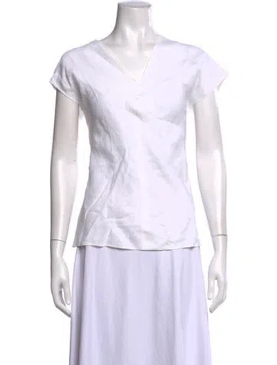 Pre-owned Helmut Lang Linen V-neck Top In White