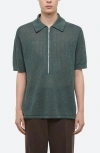 Helmut Lang Regular Fit Half Zip Linen Polo Sweater