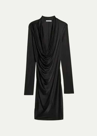 Helmut Lang Liquid Jersey Cowl-neck Dress In Black