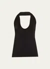 Helmut Lang Liquid Jersey Halter Top In Blk