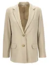 Helmut Lang Single-breasted Wool Blend Blazer In Neutral