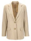Helmut Lang Single-breasted Wool Blend Blazer In Neutral
