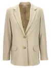 Helmut Lang Single-breasted Wool Blend Blazer In Neutral