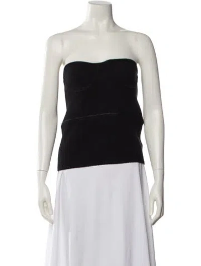 Pre-owned Helmut Lang Logo Bustier Wool Crop Top In Black